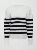 Striped Puff Sleeve Sweater - Cream/ Black - Image 12