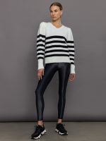 Striped Puff Sleeve Sweater - Cream/ Black - Image 14