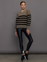 Striped Puff Sleeve Sweater - Stone/ Black - Image 3