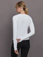 Long Sleeve Crew Neck in Melt - White - Image 7