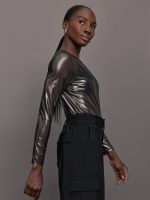 Silver Mesh Long Sleeve Top - Grey Mesh - Image 4