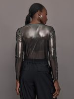 Silver Mesh Long Sleeve Top - Grey Mesh - Image 7