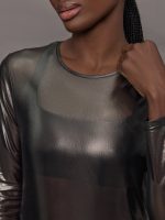 Silver Mesh Long Sleeve Top - Grey Mesh - Image 8