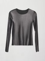Silver Mesh Long Sleeve Top - Grey Mesh - Image 10