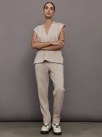 V Neck Knit Vest in Interlock - Taupe Heather - Image 14