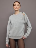 Martini Embellished Sweatshirt - Heather Grey - Image 3