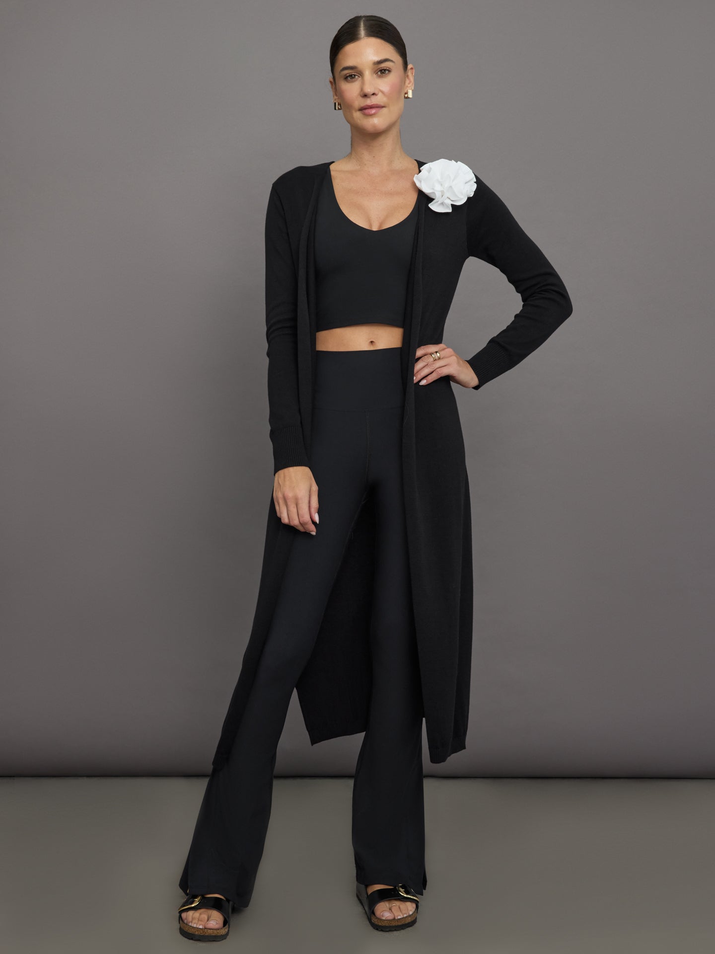 CARB-YD6134-BLK-24HOL-Rosette-Longline-Sweater-color-Black_0294-Edit Rosette Longline Sweater - Black - Image 1