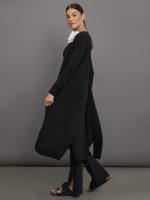 Rosette Longline Sweater - Black - Image 5