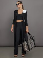 Rosette Longline Sweater - Black - Image 9