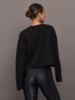 Crew Neck Sweatshirt in French Terry - Black - Image 4