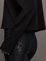 Crew Neck Sweatshirt in French Terry - Black - Image 5