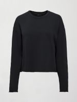 Crew Neck Sweatshirt in French Terry - Black - Image 8