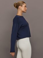 Crew Neck Sweatshirt in French Terry - Navy Blazer - Image 4