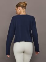 Crew Neck Sweatshirt in French Terry - Navy Blazer - Image 5