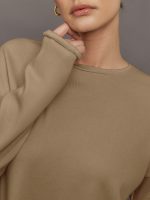 Crew Neck Sweatshirt in French Terry - Chinchilla - Image 6