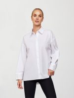 RHINESTONE OVERSIZED BUTTON UP SHIRT - White w/ Silver Rhinestones - Image 3