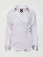 RHINESTONE OVERSIZED BUTTON UP SHIRT - White w/ Silver Rhinestones - Image 6