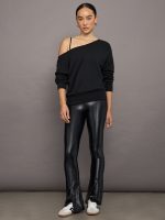 Off Shoulder Sweatshirt in French Terry - BLACK - Image 7