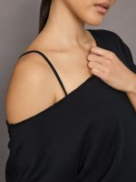 Off Shoulder Sweatshirt in French Terry - BLACK - Image 5