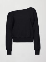 Off Shoulder Sweatshirt in French Terry - BLACK - Image 9