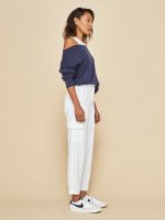 Off Shoulder Sweatshirt in French Terry - Evening Blue - Image 8