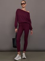 Off Shoulder Sweatshirt in French Terry - Fig - Image 3
