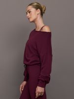 Off Shoulder Sweatshirt in French Terry - Fig - Image 5