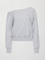 Off Shoulder Sweatshirt in French Terry - Heather Grey - Image 8