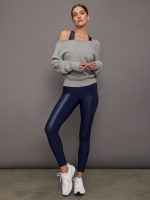 Off Shoulder Sweatshirt in French Terry - Heather Grey - Image 3