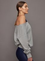 Off Shoulder Sweatshirt in French Terry - Heather Grey - Image 5
