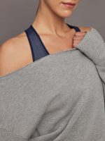 Off Shoulder Sweatshirt in French Terry - Heather Grey - Image 6