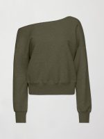 Off Shoulder Sweatshirt in French Terry - Olive - Image 8