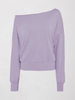 Off Shoulder Sweatshirt in French Terry - Lavender Grey - Image 14