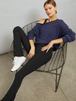 Off Shoulder Sweatshirt in French Terry - Navy Blazer - Image 6
