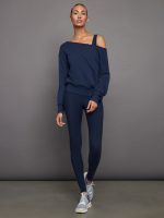 Off Shoulder Sweatshirt in French Terry - Navy Blazer - Image 5