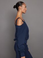 Off Shoulder Sweatshirt in French Terry - Navy Blazer - Image 4