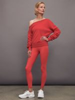 Off Shoulder Sweatshirt in French Terry - Tomato - Image 5