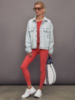 Off Shoulder Sweatshirt in French Terry - Tomato - Image 7