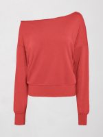 Off Shoulder Sweatshirt in French Terry - Tomato - Image 8