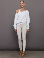 Off Shoulder Sweatshirt in French Terry - White - Image 6