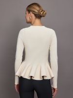 Peplum Zip Up - Cream - Image 5