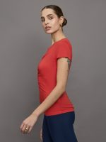 Short Sleeve Ruched Front Tee - Bittersweet - Image 4