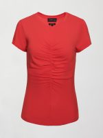 Short Sleeve Ruched Front Tee - Bittersweet - Image 9