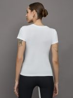 Short Sleeve Ruched Front Tee - White - Image 5