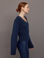 Bell Sleeve Off Shoulder Sweater - Navy - Image 5