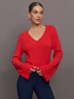 Bell Sleeve Off Shoulder Sweater - Bittersweet - Image 4