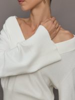 Bell Sleeve Off Shoulder Sweater - Cloud Dancer - Image 6