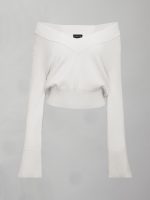 Bell Sleeve Off Shoulder Sweater - Cloud Dancer - Image 8