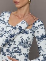 Toile Long Sleeve Top - Navy Toile - Image 6