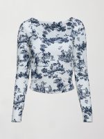 Toile Long Sleeve Top - Navy Toile - Image 8
